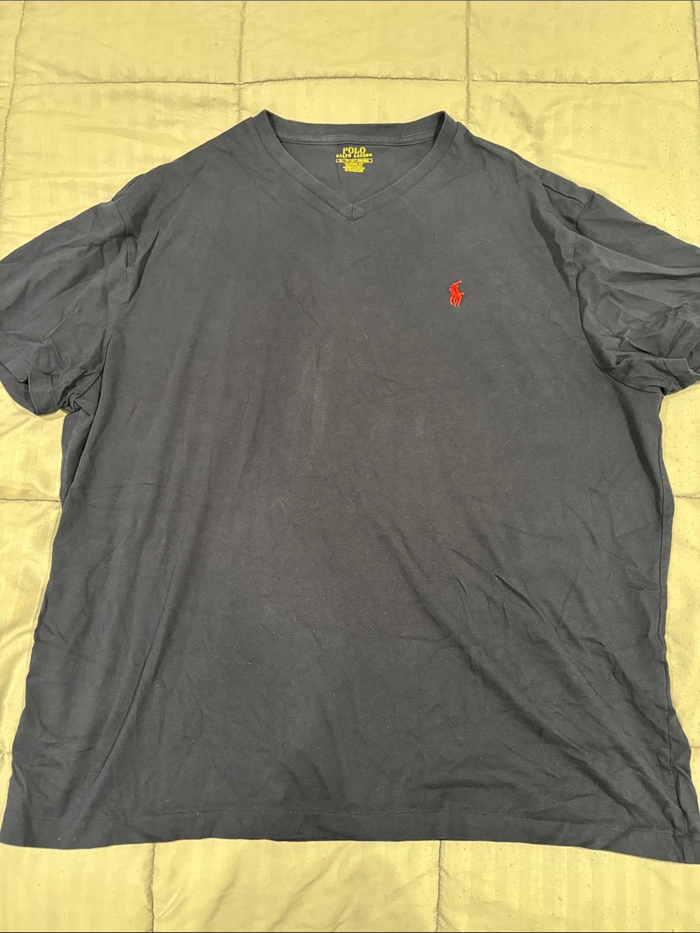 Polo by Ralph Lauren Navy V-Neck Tee with Red Pony Logo